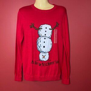 TARGET Men's Snowman Fa La La Fricken La Holiday Sweater - Size Small - NWT